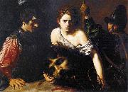 VALENTIN DE BOULOGNE David with the Head of Goliath and Two Soldiers oil painting